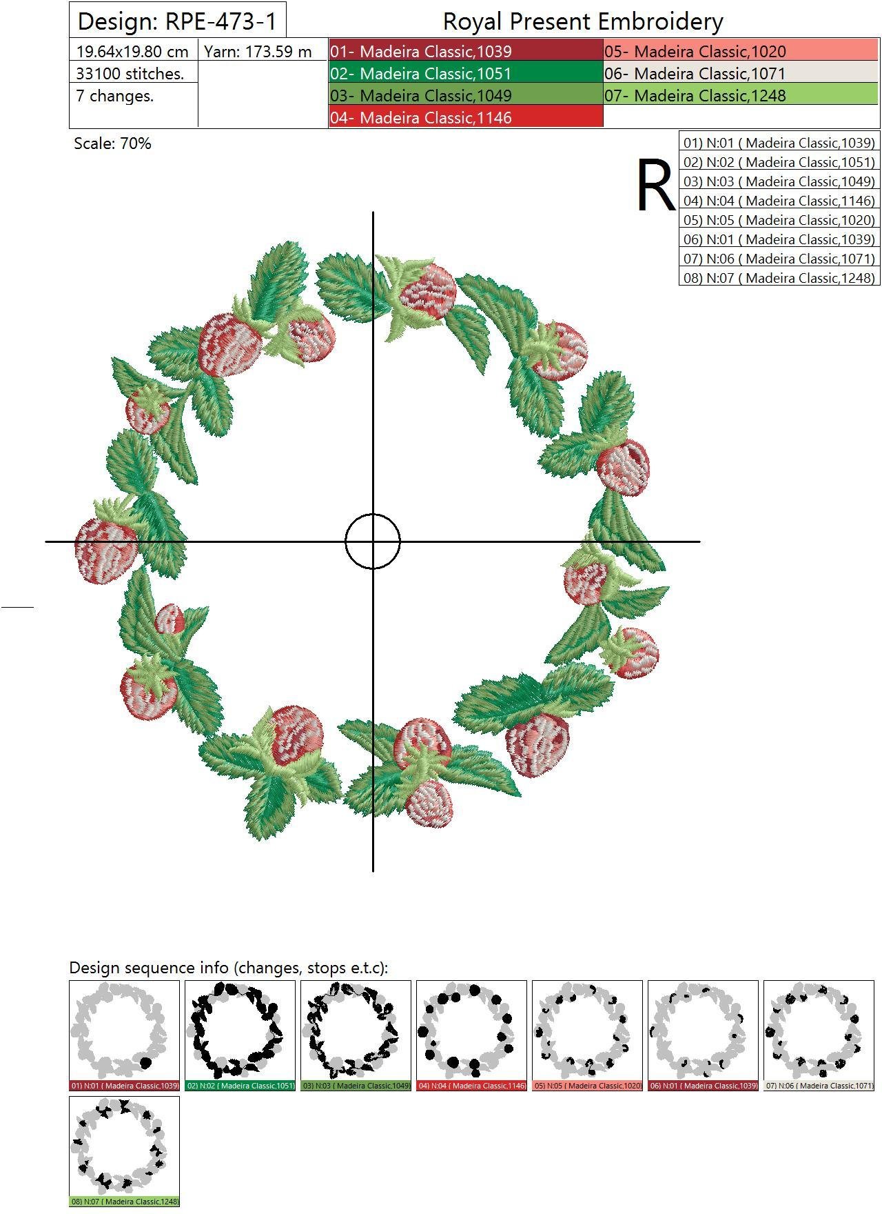 Machine Embroidery Designs Strawberry Wreath