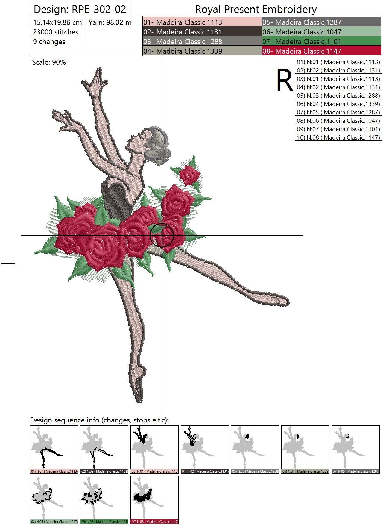 Machine Embroidery Design Ballet Dancer Girl - 3 sizes