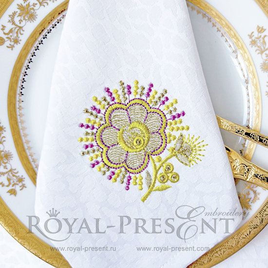 Free Machine Embroidery Design Amazing Gold Flower RPE-742