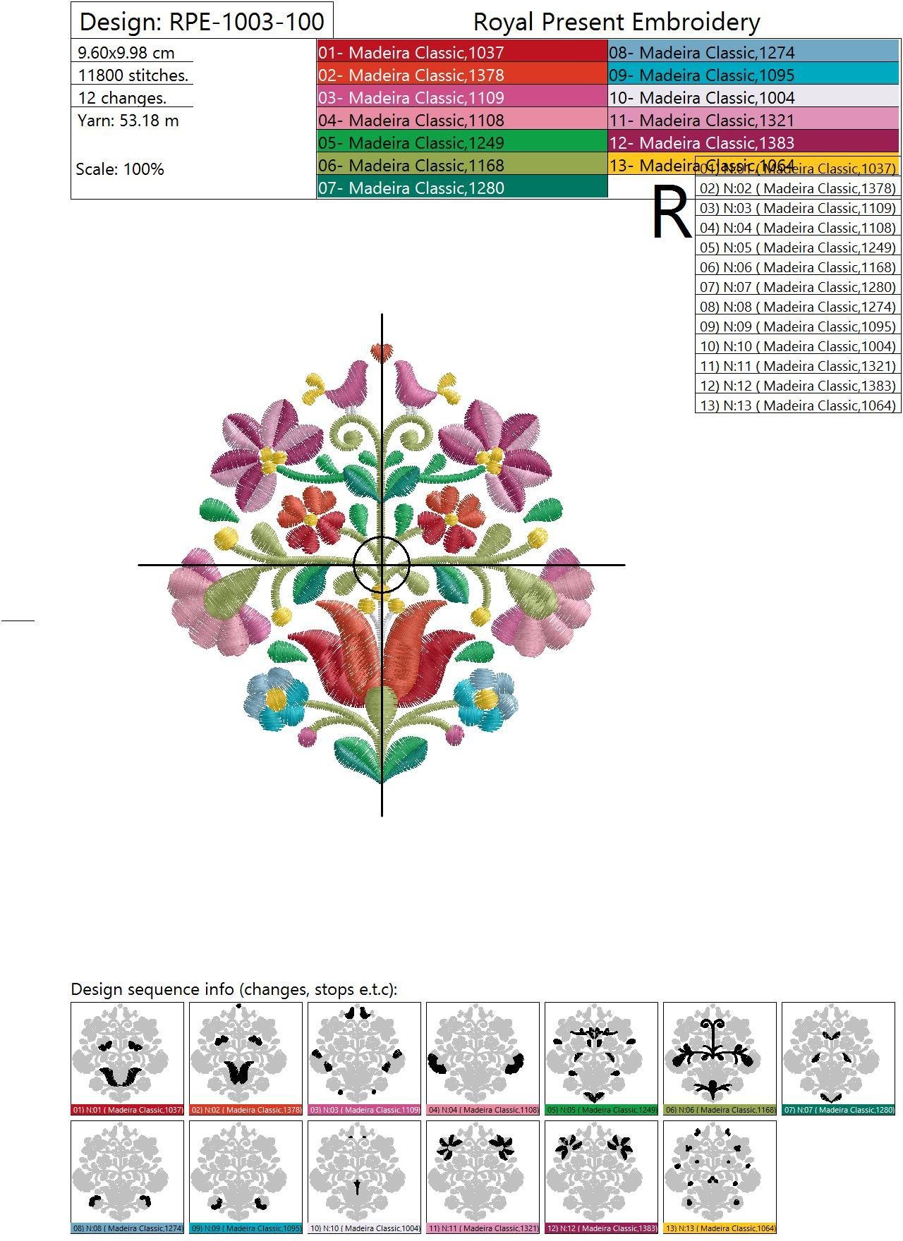 Kalocsai Machine Embroidery Design - 2 sizes