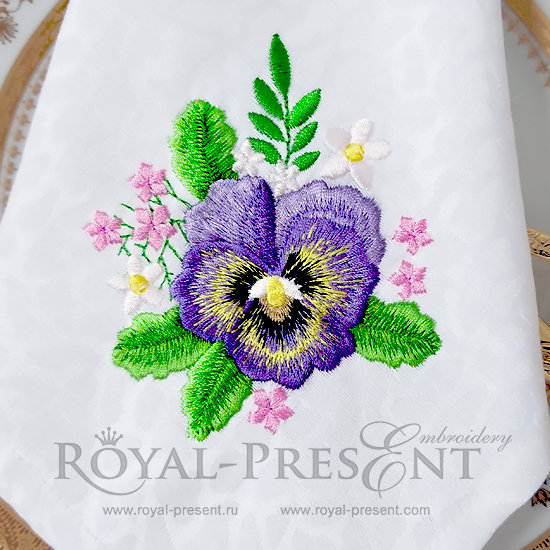 Machine Embroidery Design Beautiful Pansies RPE-010