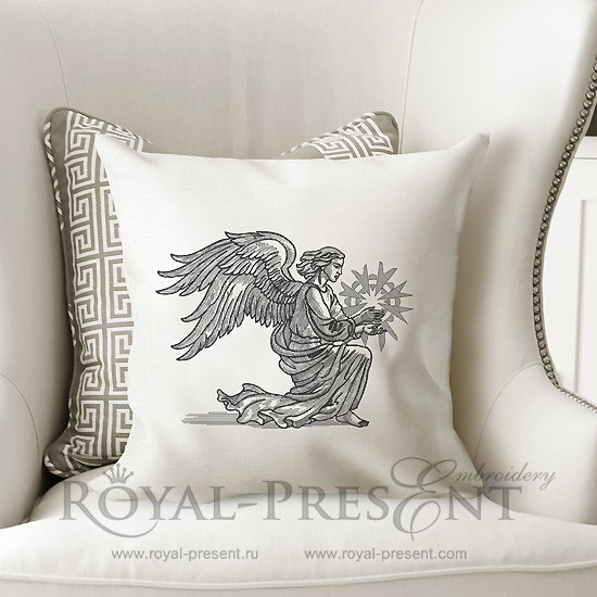 Machine Embroidery Design Christmas Winged Angel - 2 sizes RPE-995