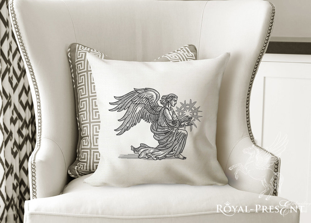 Machine Embroidery Design Christmas Winged Angel - 2 sizes