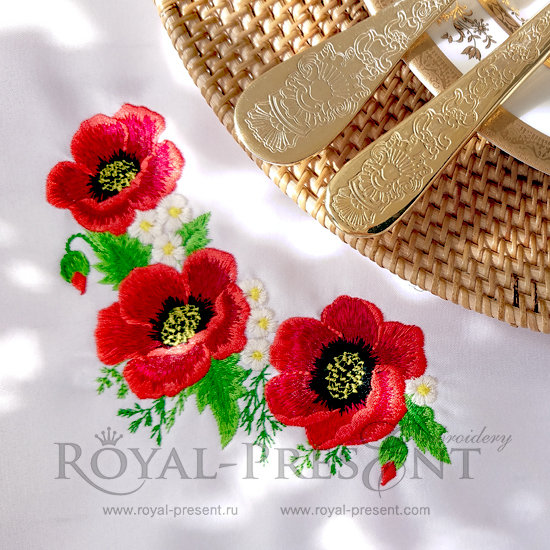 Machine Embroidery Design Poppies - 2 sizes RPE-265-01