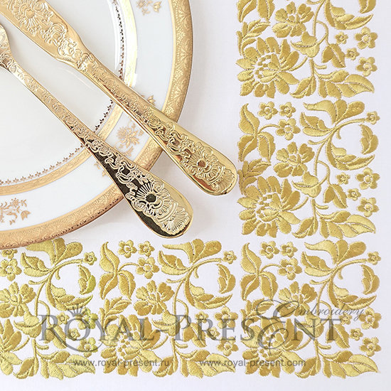 Machine Embroidery Design Gold Flower motif for borders RPE-061