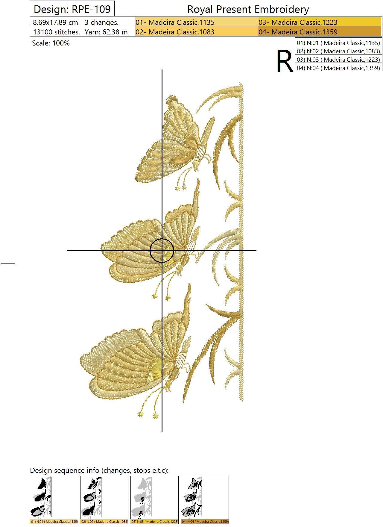 Machine Embroidery Design Butterflies border