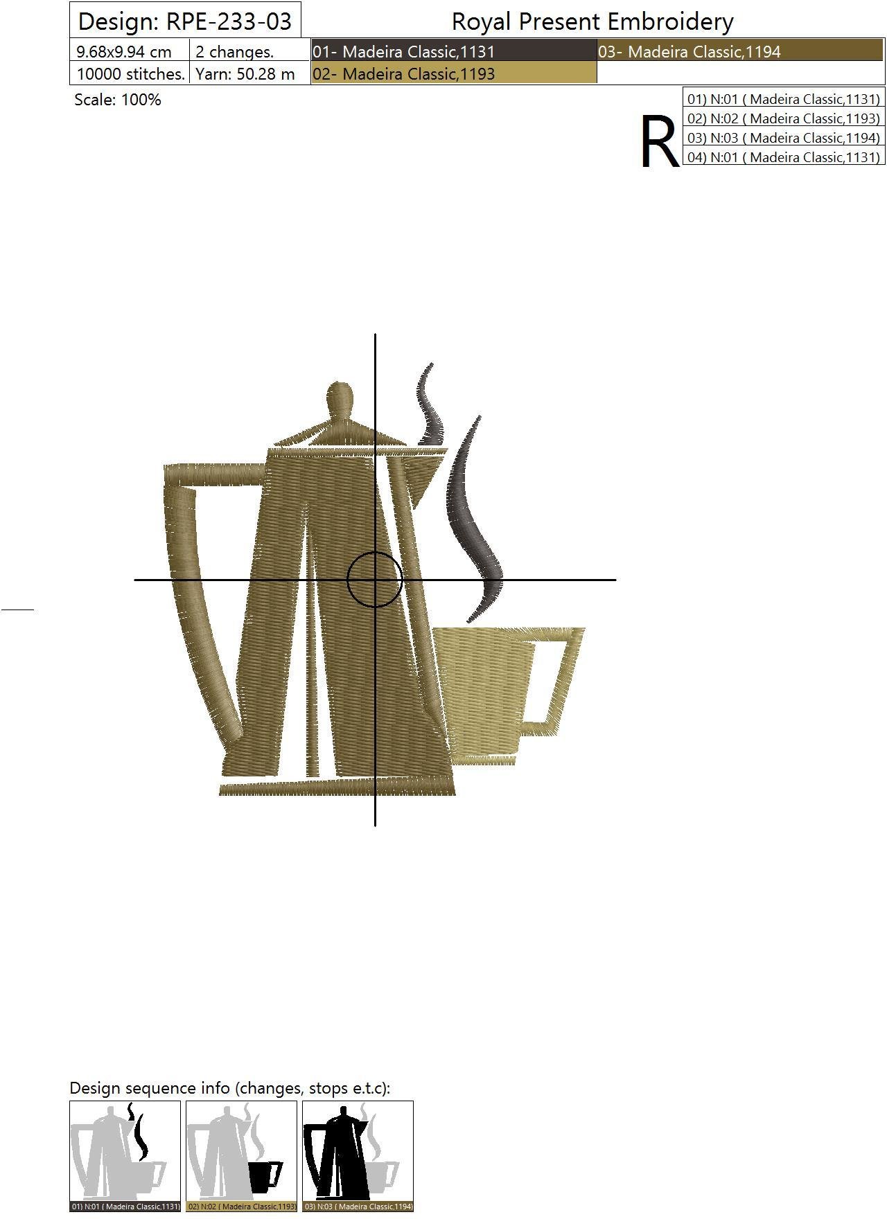 Machine Embroidery Design Coffee pot