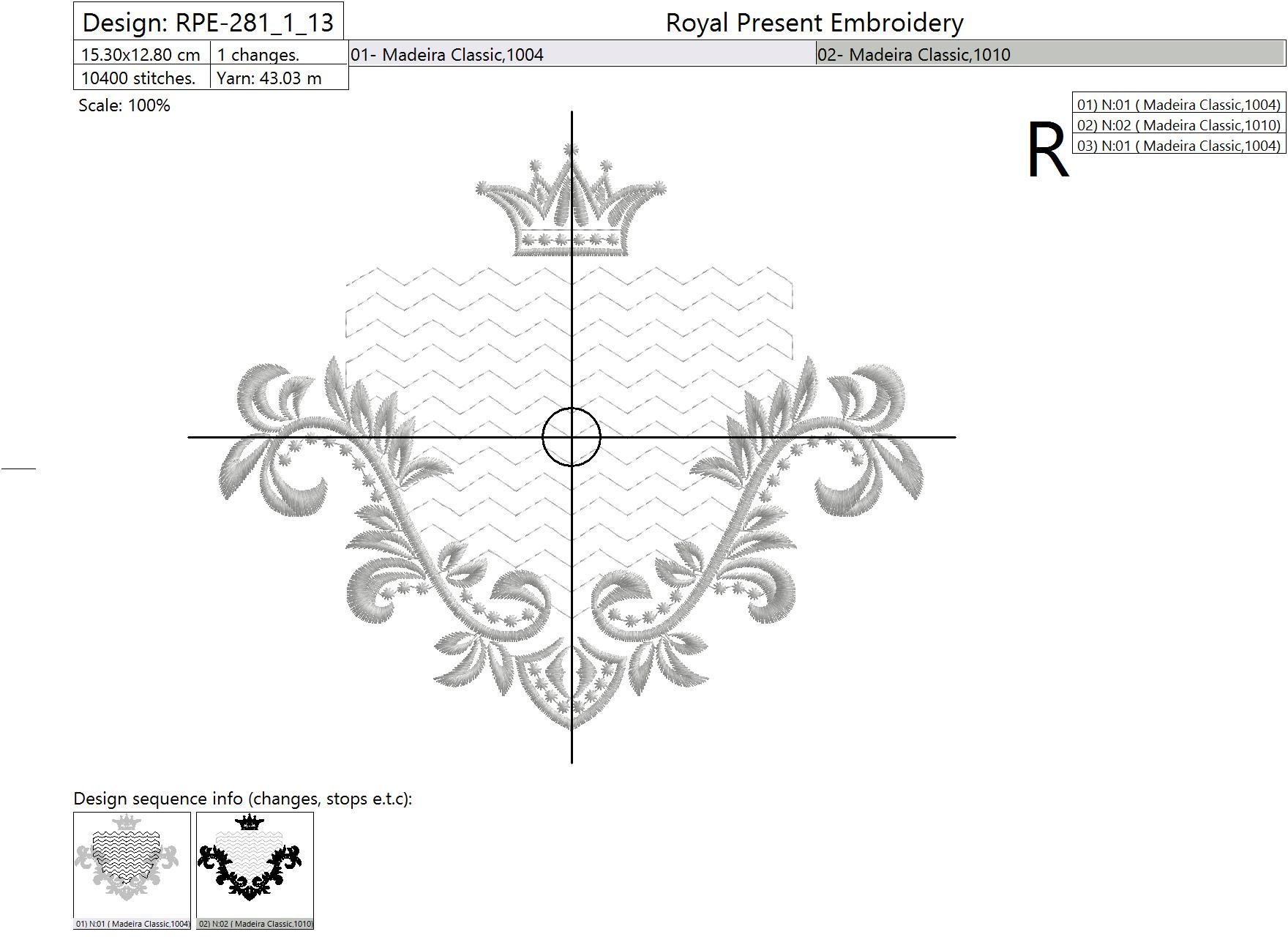 Machine Embroidery Design Vintage Baroque monogram frame - 2 sizes