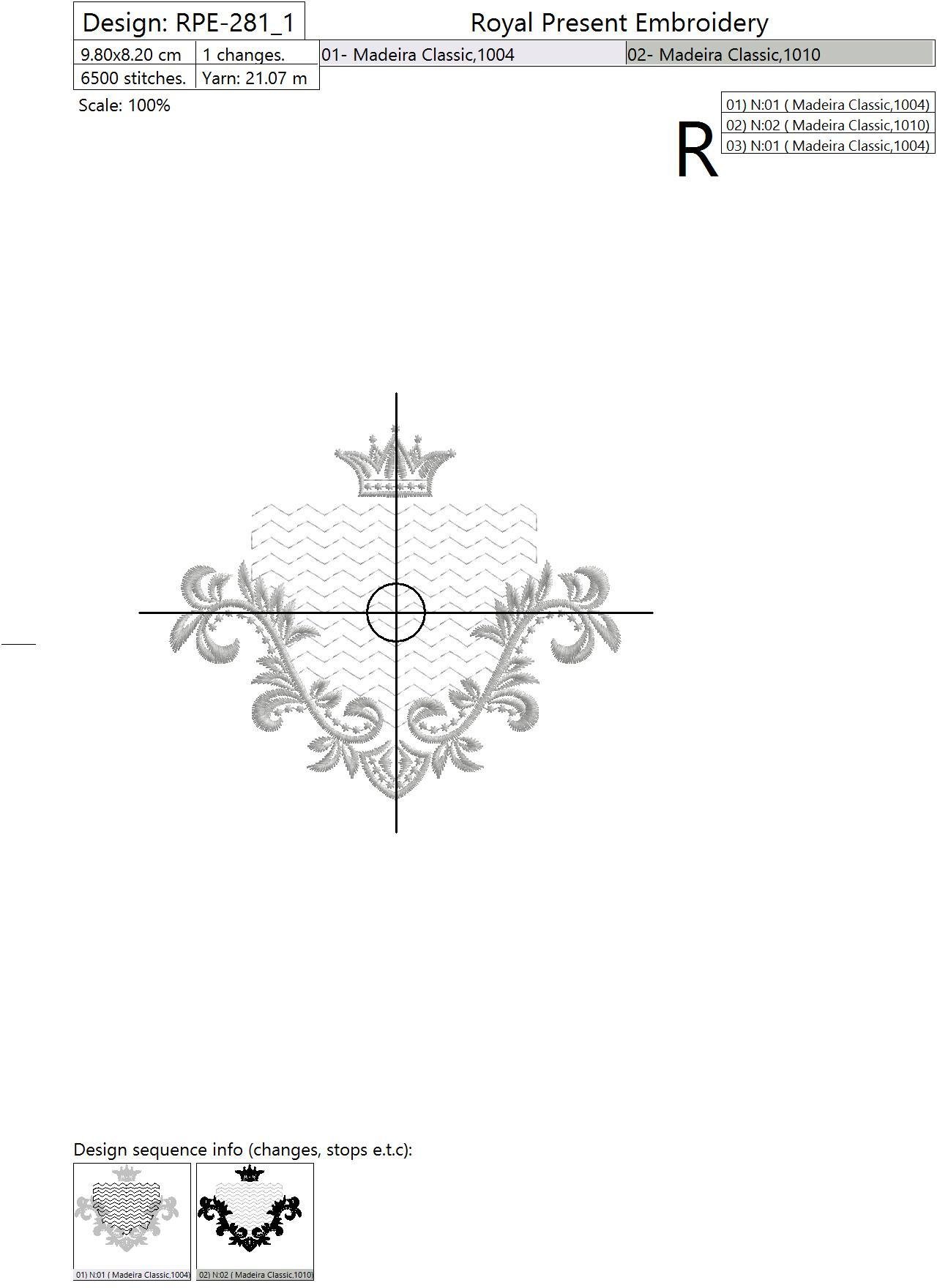 Machine Embroidery Design Vintage Baroque monogram frame - 2 sizes