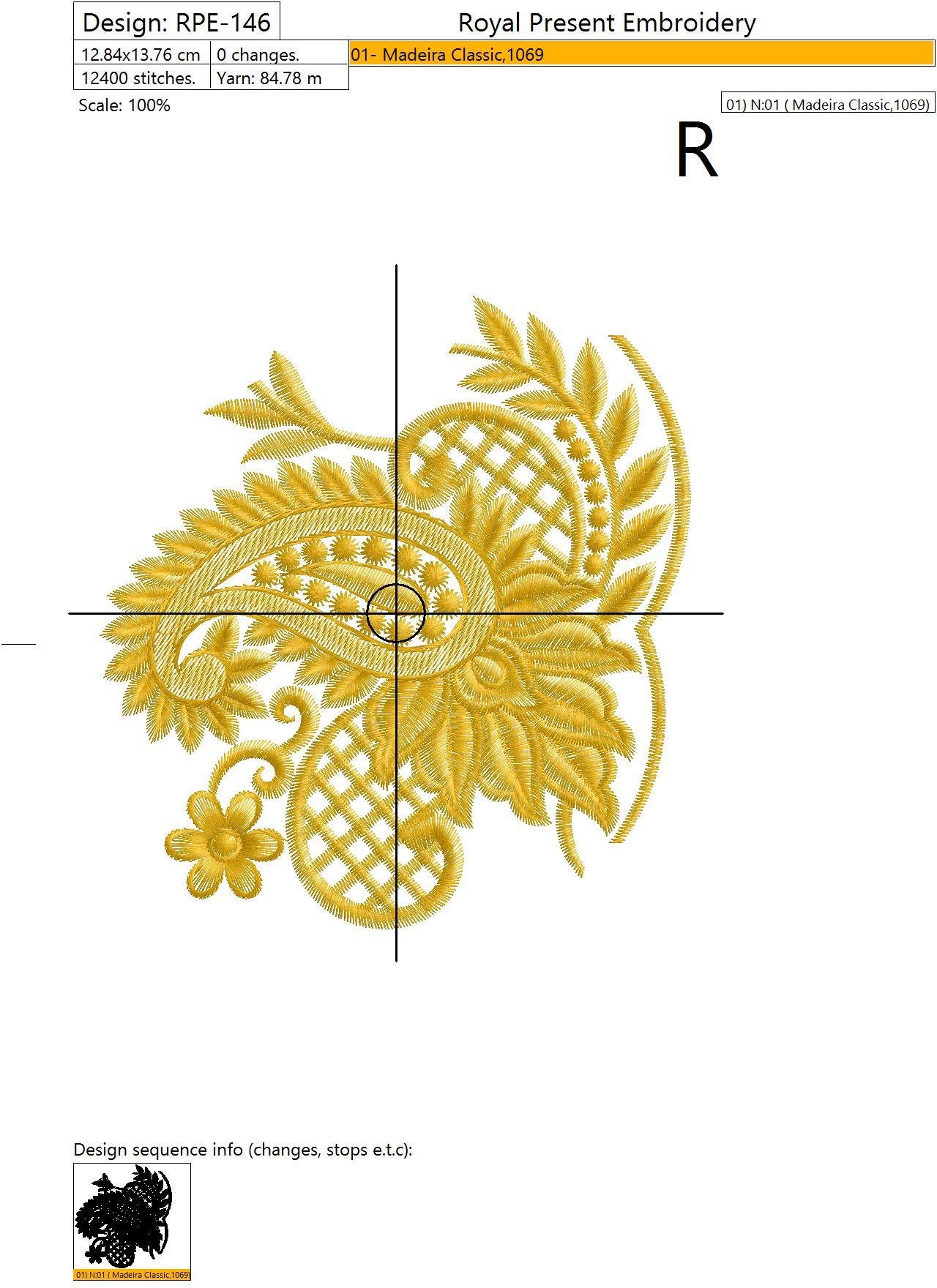 Machine Embroidery Design Golden indian border