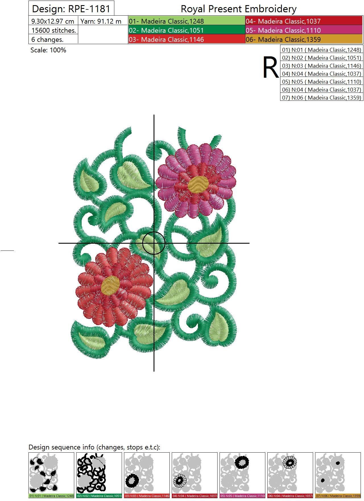 Machine Embroidery Design Dahlia border