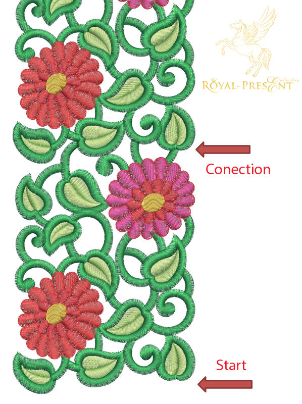 Machine Embroidery Design Dahlia border