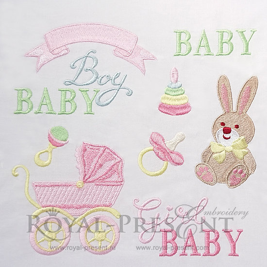 Set of Machine Embroidery Designs Baby design elements - 10 in 1 RPE-1077
