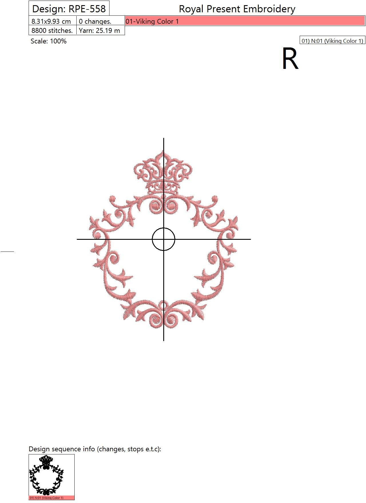 Machine Embroidery Design Graceful monogram blank in Victorian Style - 3 sizes