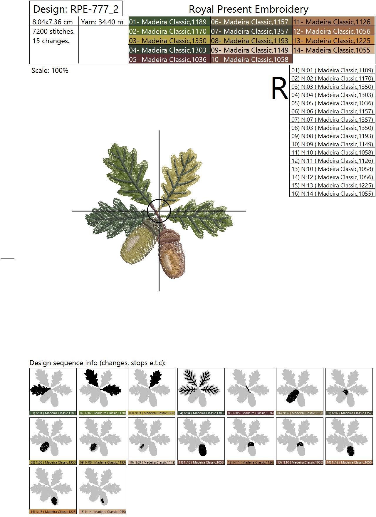 Set of Machine Embroidery Designs Acorns