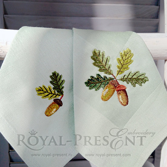 Set of Machine Embroidery Designs Acorns RPE-777-01