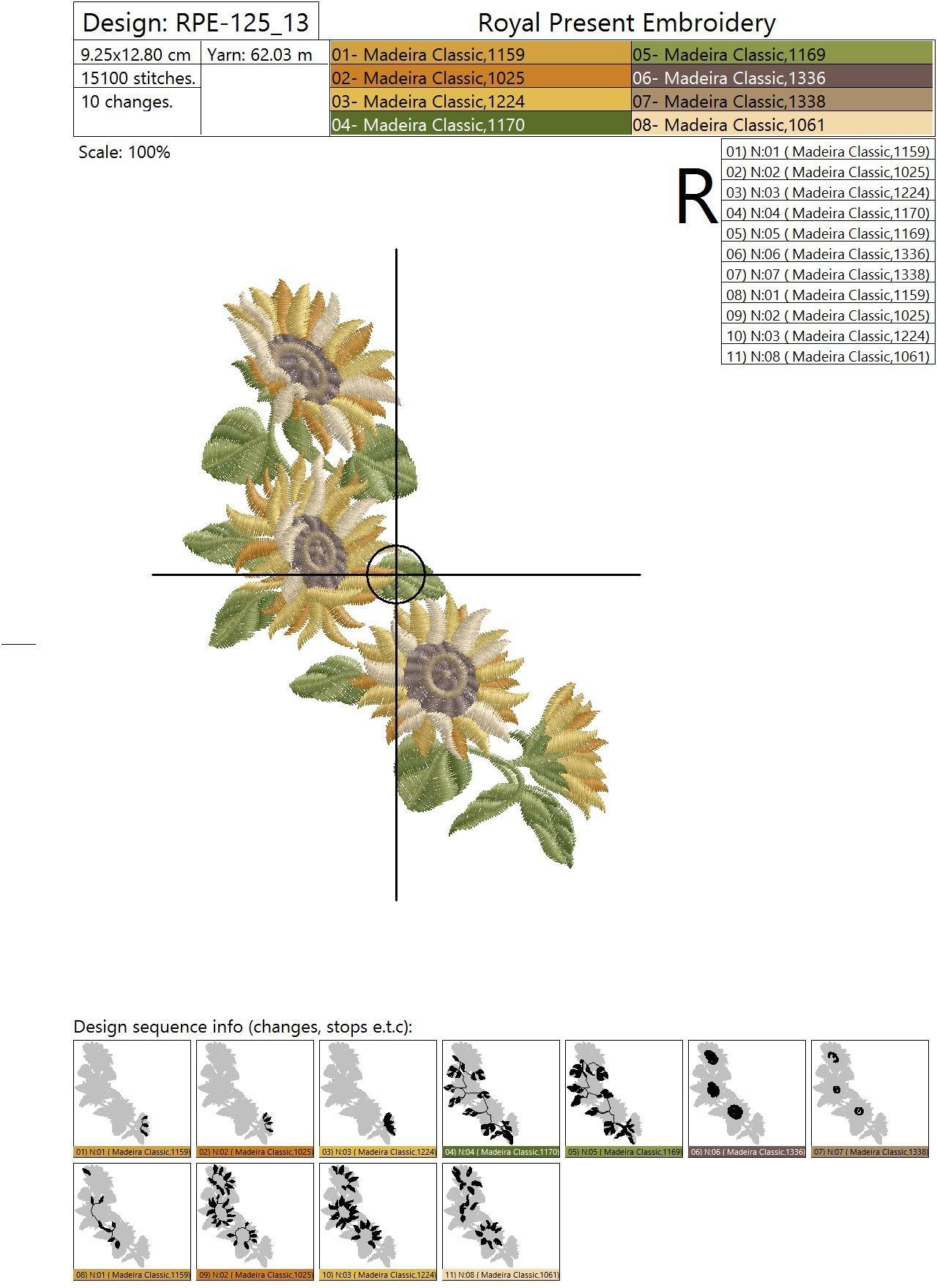 Set of Machine Embroidery Designs Sunflowers