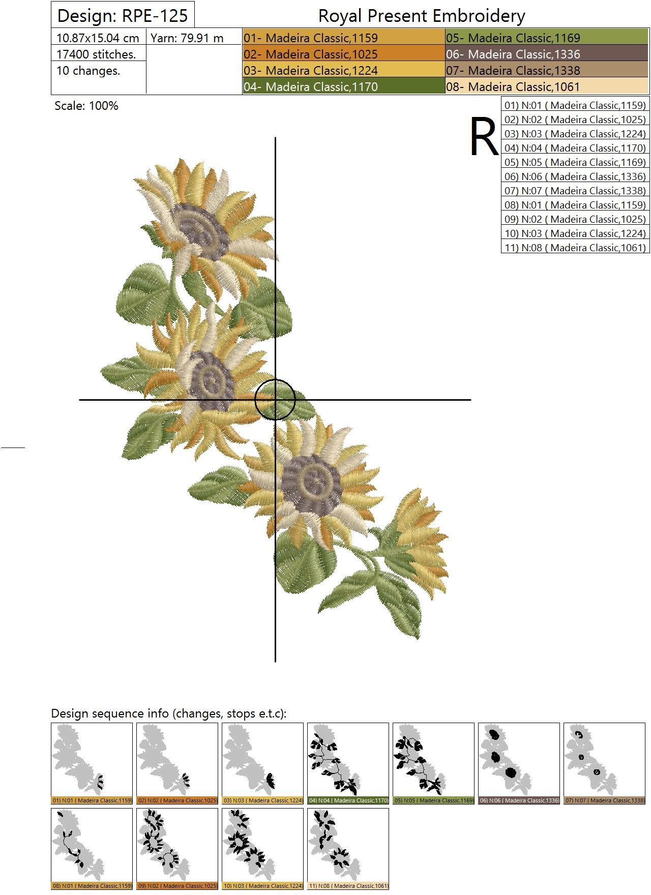 Set of Machine Embroidery Designs Sunflowers
