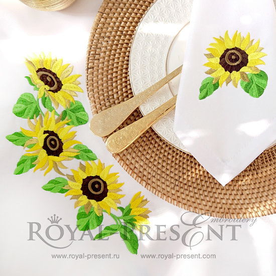 Set of Machine Embroidery Designs Sunflowers RPE-412-01