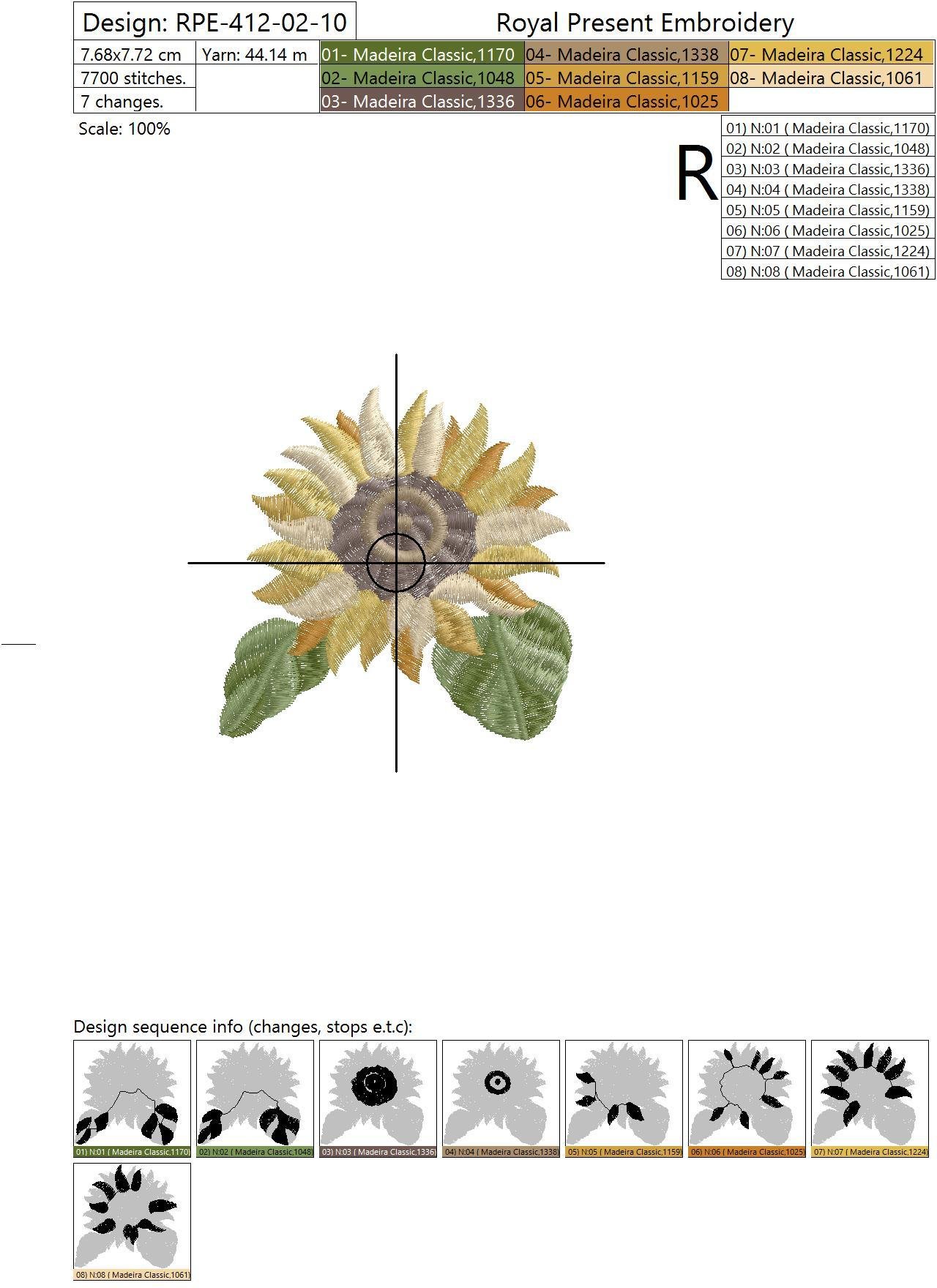 Set of Machine Embroidery Designs Sunflowers