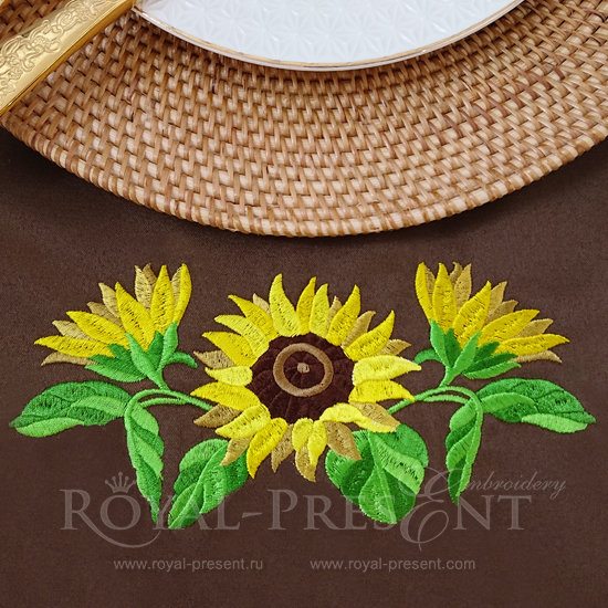 Machine Embroidery Design Three sunflowers - 5 sizes RPE-950