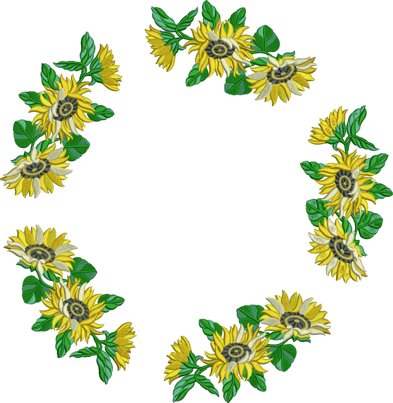 Machine Embroidery Design Yellow Sunflowers - 5 sizes