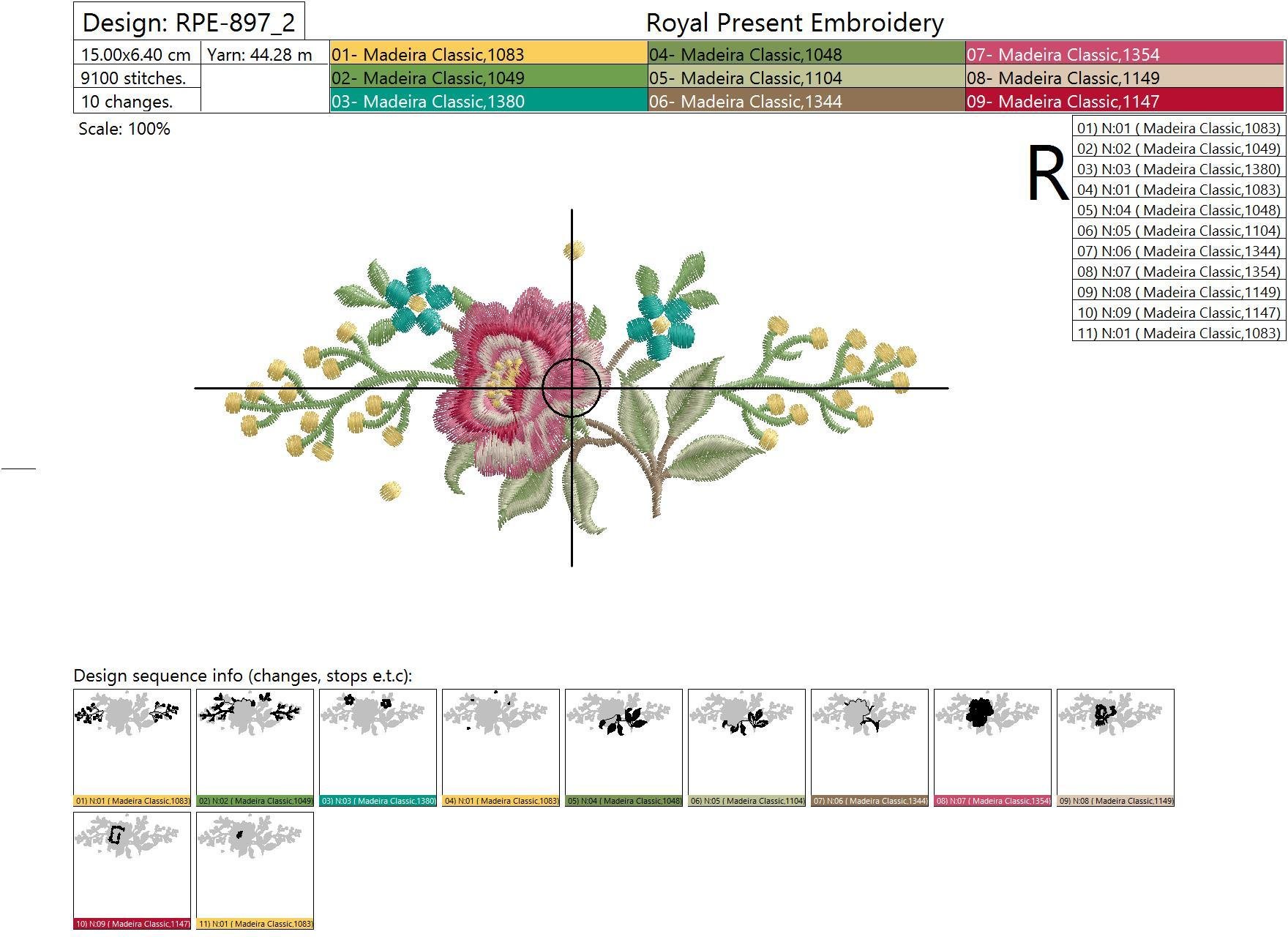 Set of Machine Embroidery Designs With Roses and Butterflies - 3 in 1