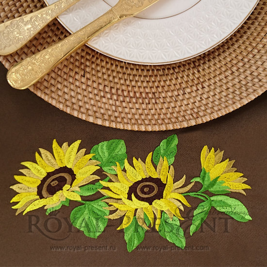 Machine Embroidery Design Yellow Sunflowers - 5 sizes RPE-127