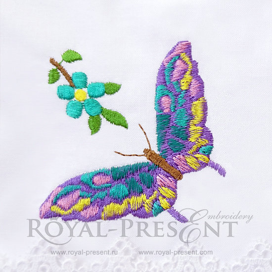 Machine Embroidery Design Multicolored Butterfly