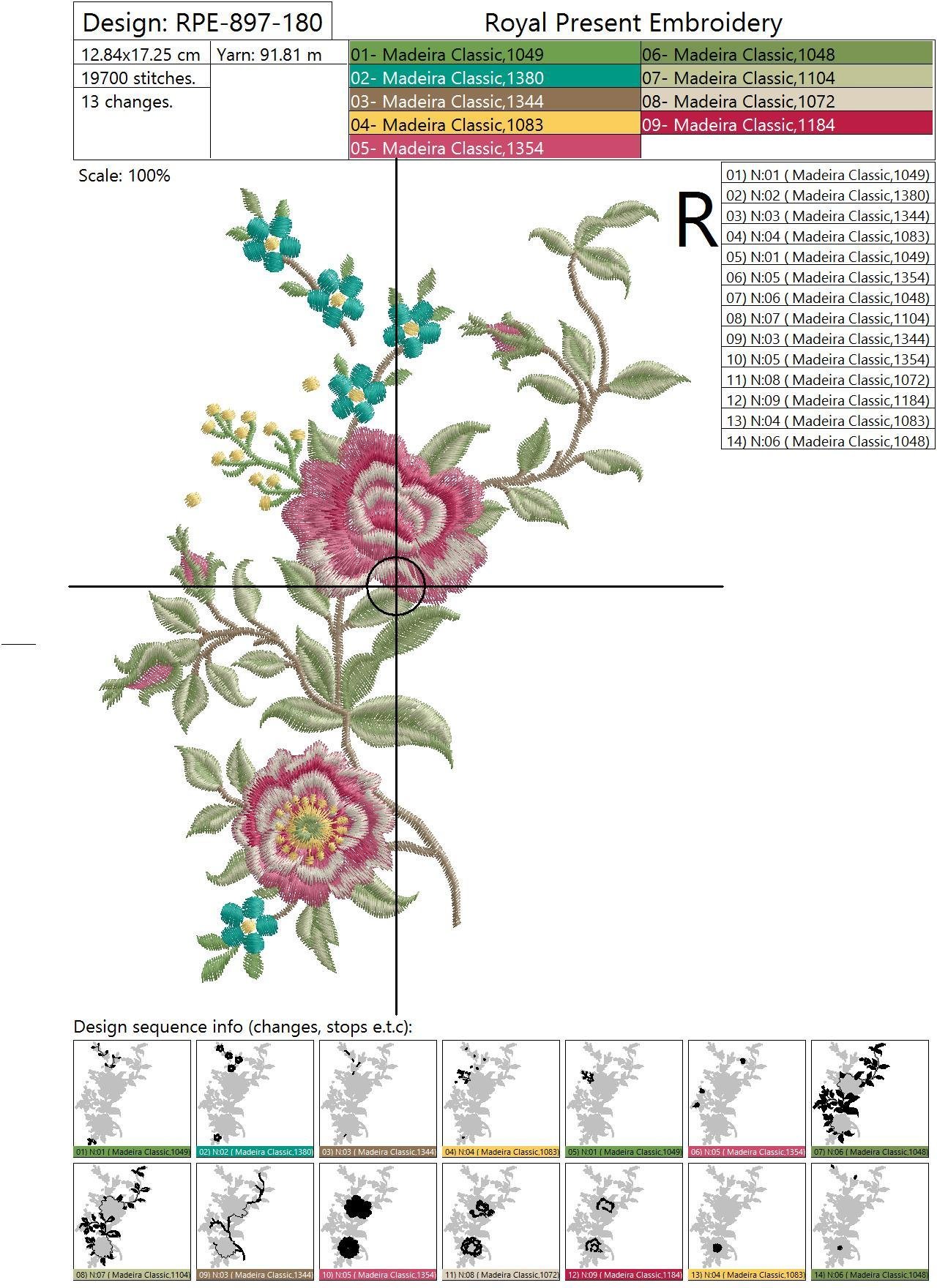 Machine Embroidery Design Garden roses - 3 sizes