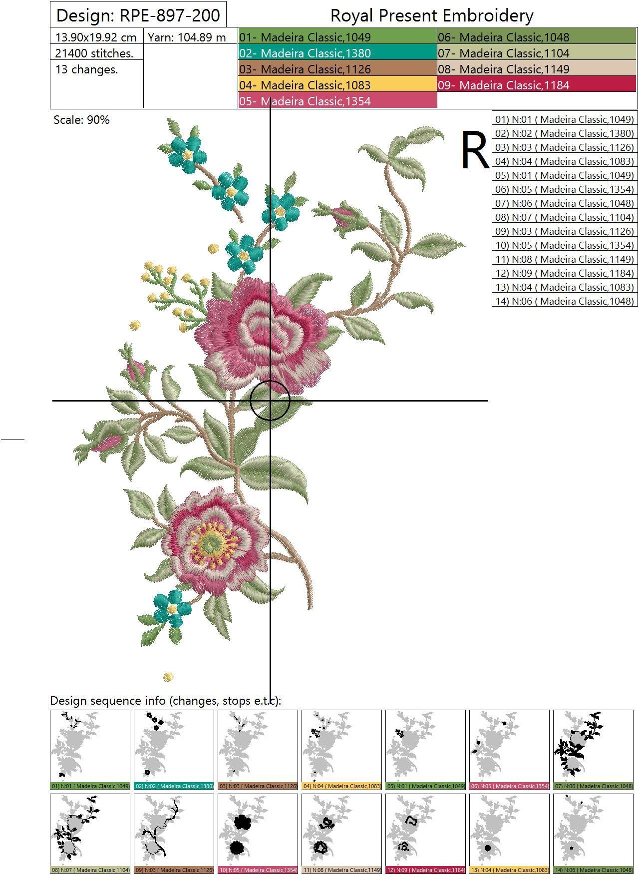 Machine Embroidery Design Garden roses - 3 sizes
