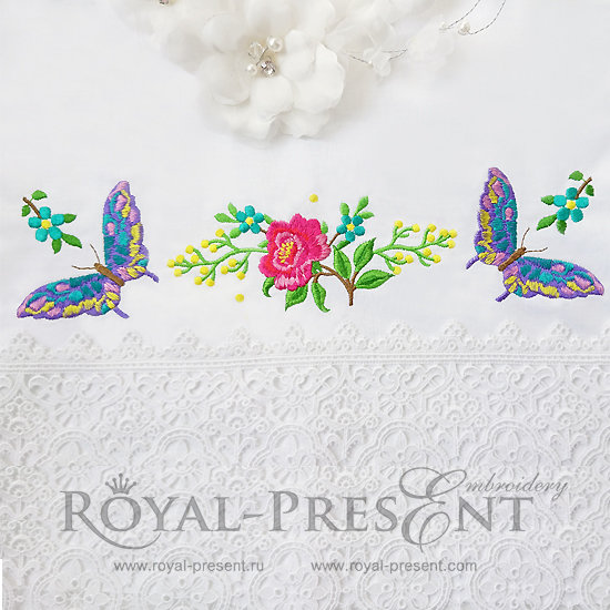 Set of Machine Embroidery Designs Rose and Butterflies RPE-897-04
