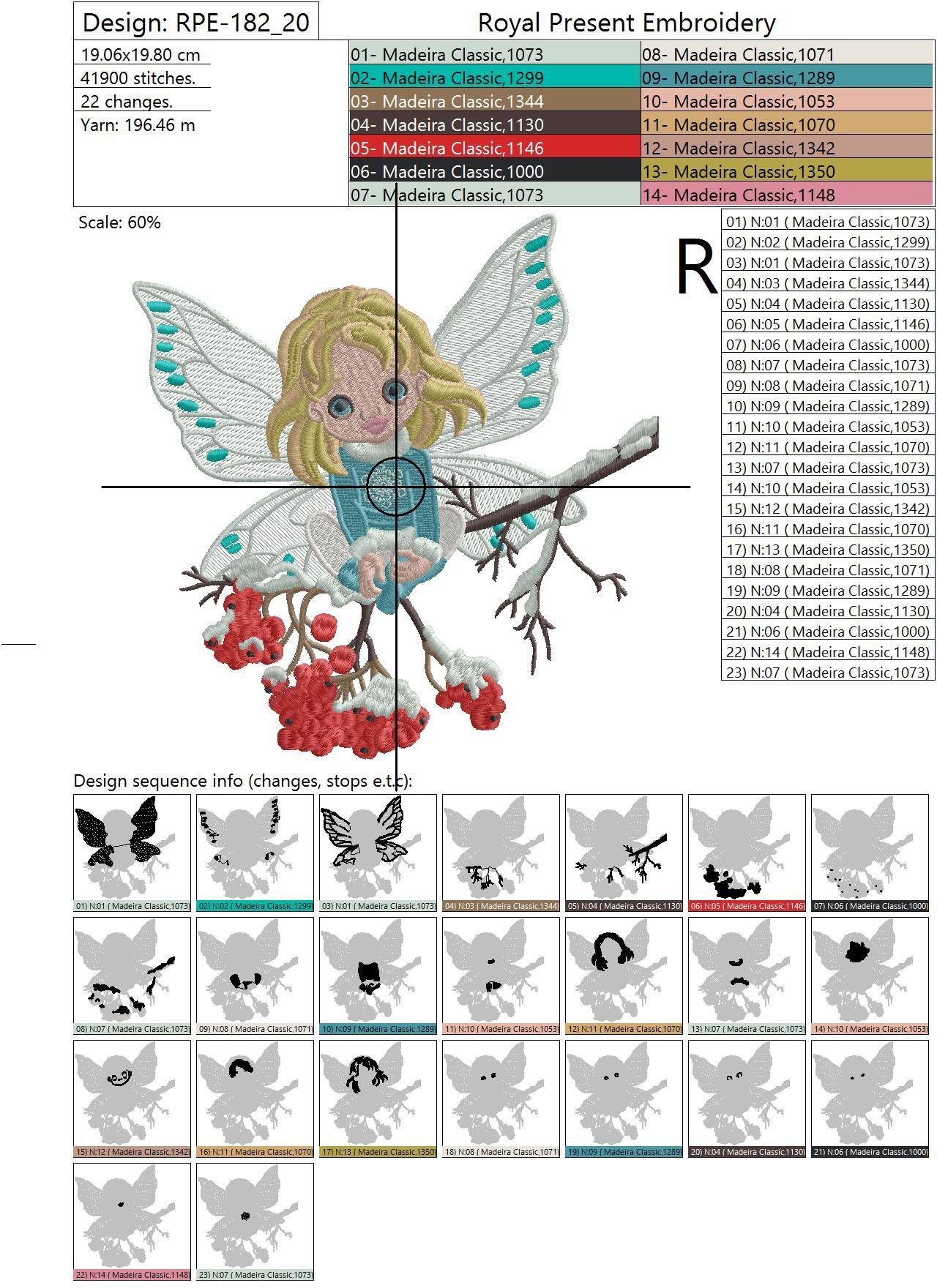 Machine Embroidery Design Winter Fairy - 2 sizes