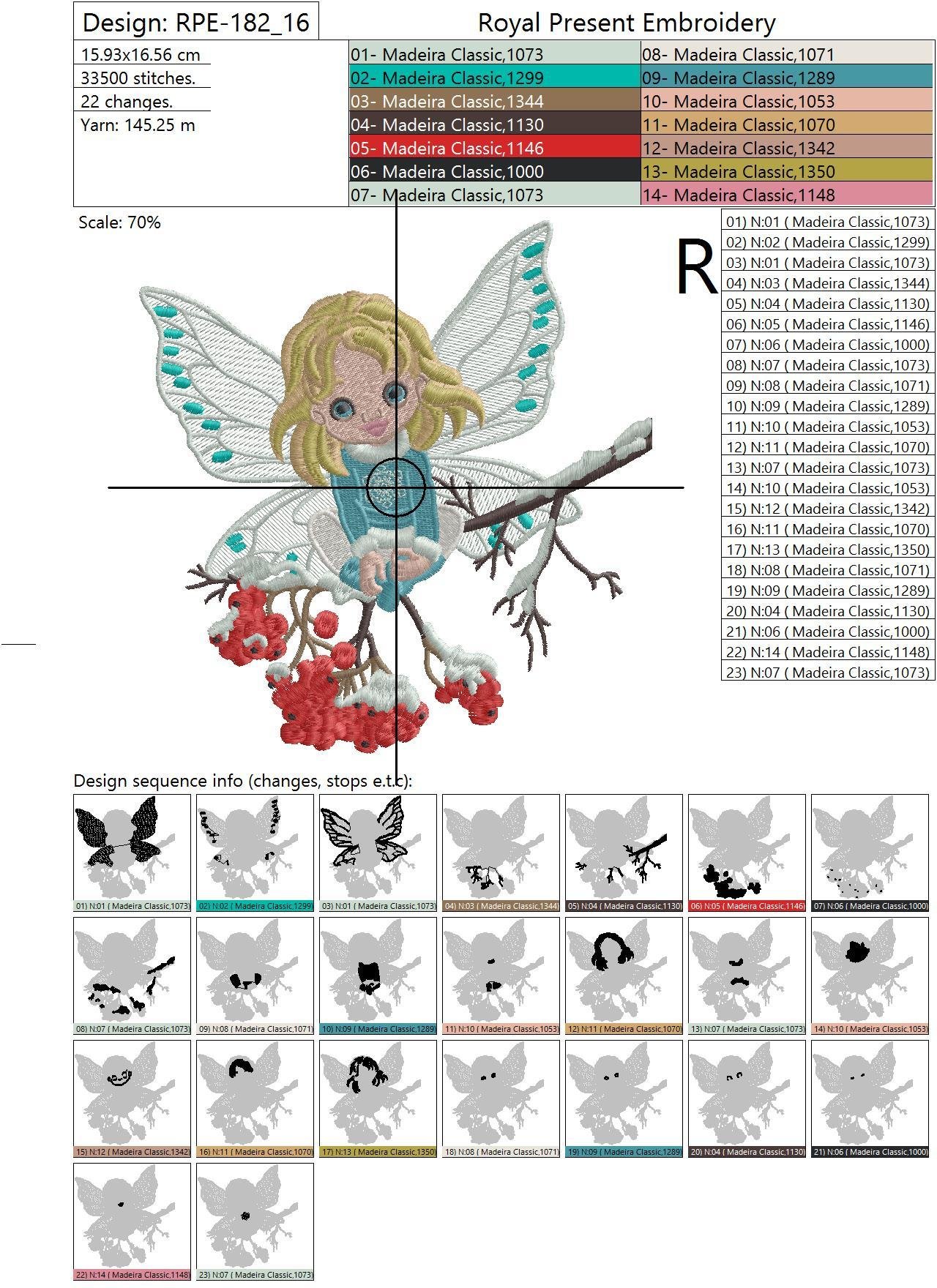 Machine Embroidery Design Winter Fairy - 2 sizes