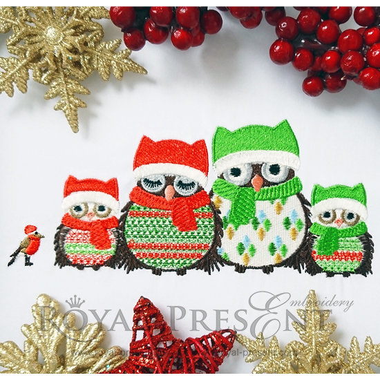 Machine Embroidery Design Family of owls - 2 sizes RPE-600
