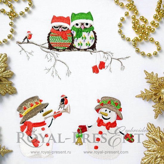 Set of 3 Machine Embroidery Designs for Christmas pillow RPE-373