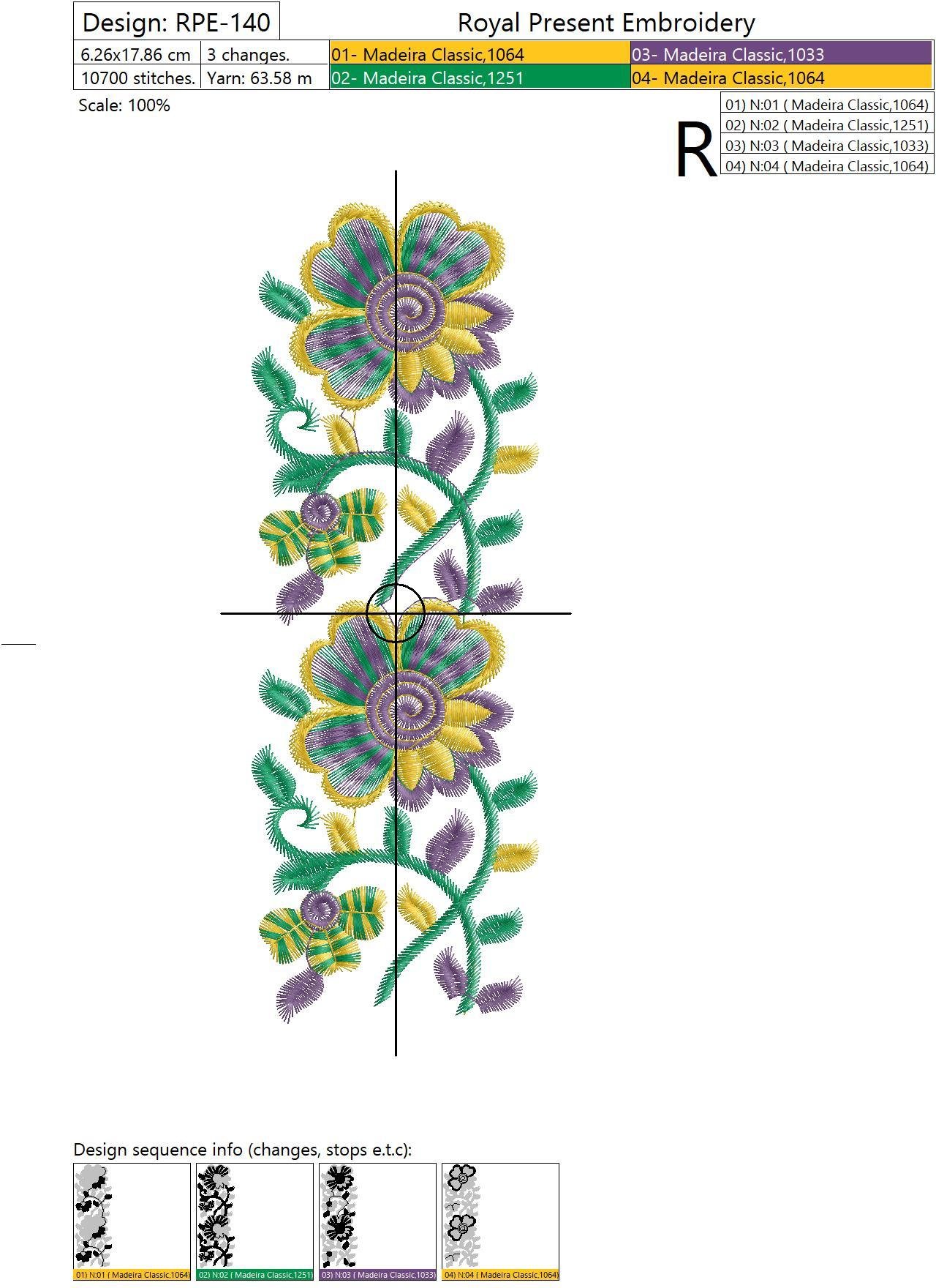 Machine Embroidery Design Floral Folklore border