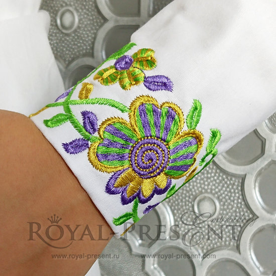 Machine Embroidery Design Floral Folklore border RPE-140