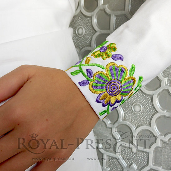 Machine Embroidery Design Floral Folklore border