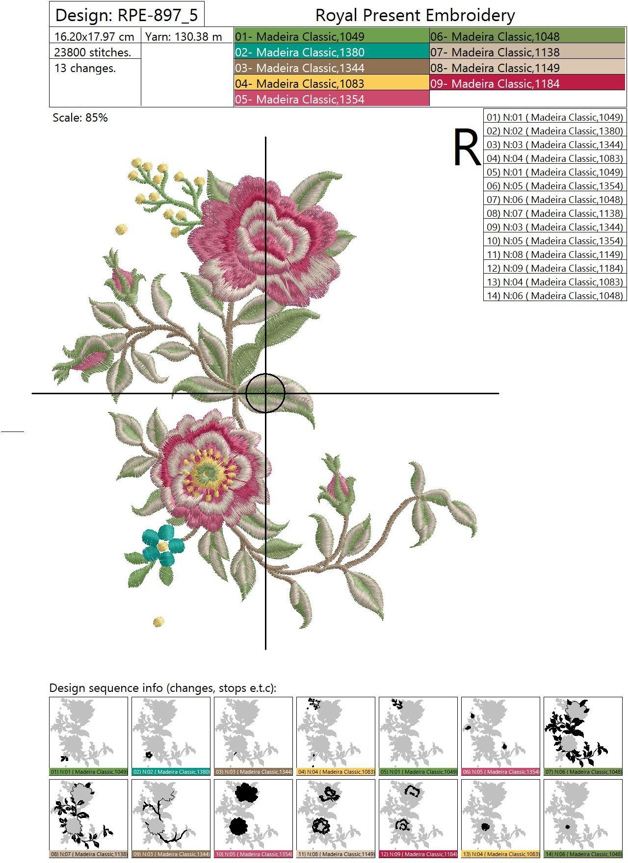 Set of Machine Embroidery Designs Corner Climbing Roses - 2 sizes