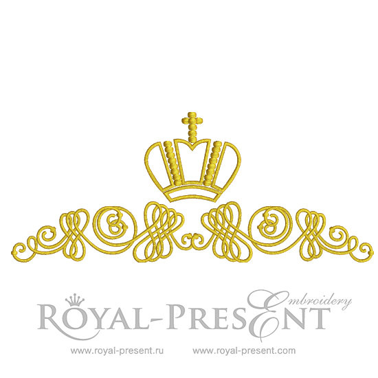 Machine Embroidery Design Vintage Damask ornament with crown II- 2 sizes