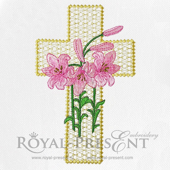 Easter Religious Cross Machine Embroidery Design RPE-060