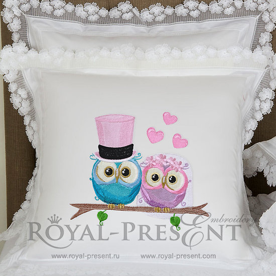 Machine Embroidery Design Bride and Groom Owls - 3 sizes RPE-497