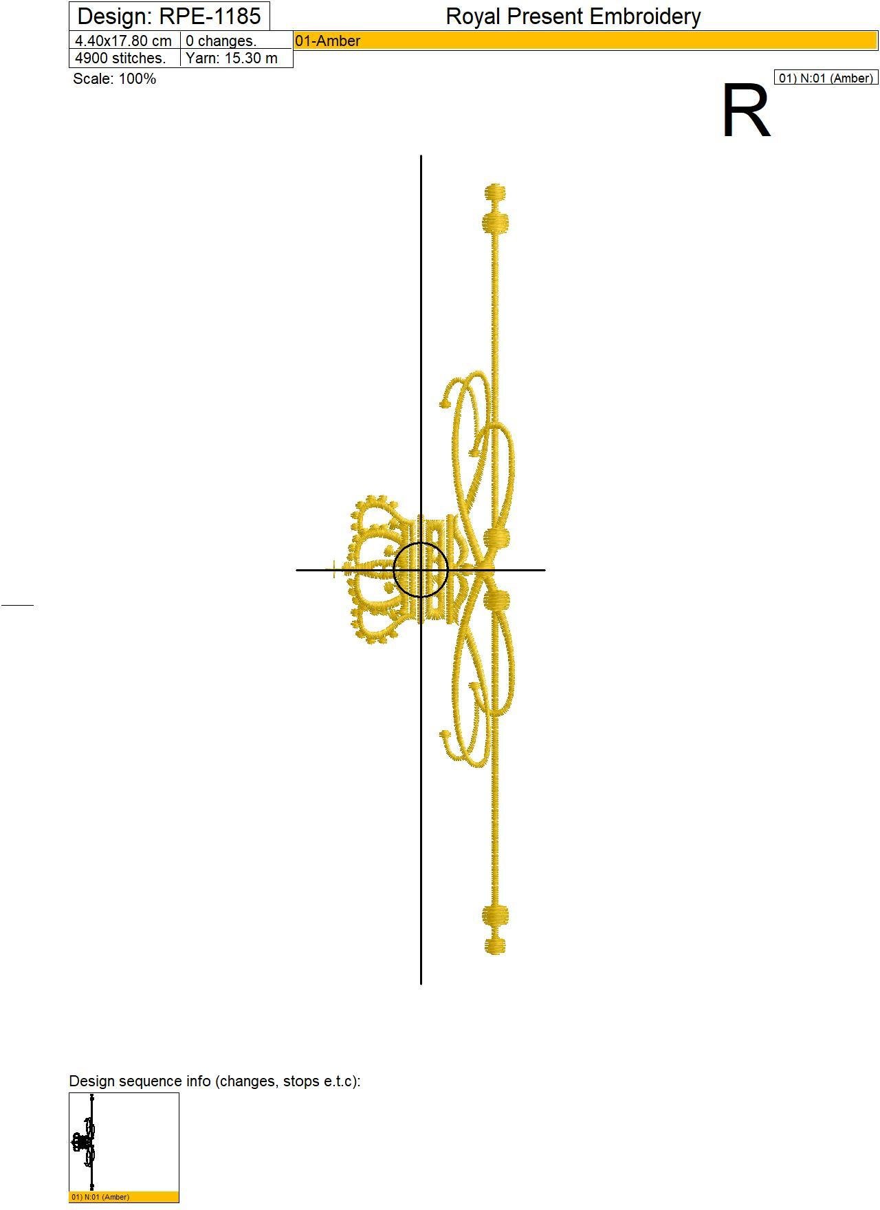 Machine Embroidery Designs Classic ornament with crown - 4 sizes