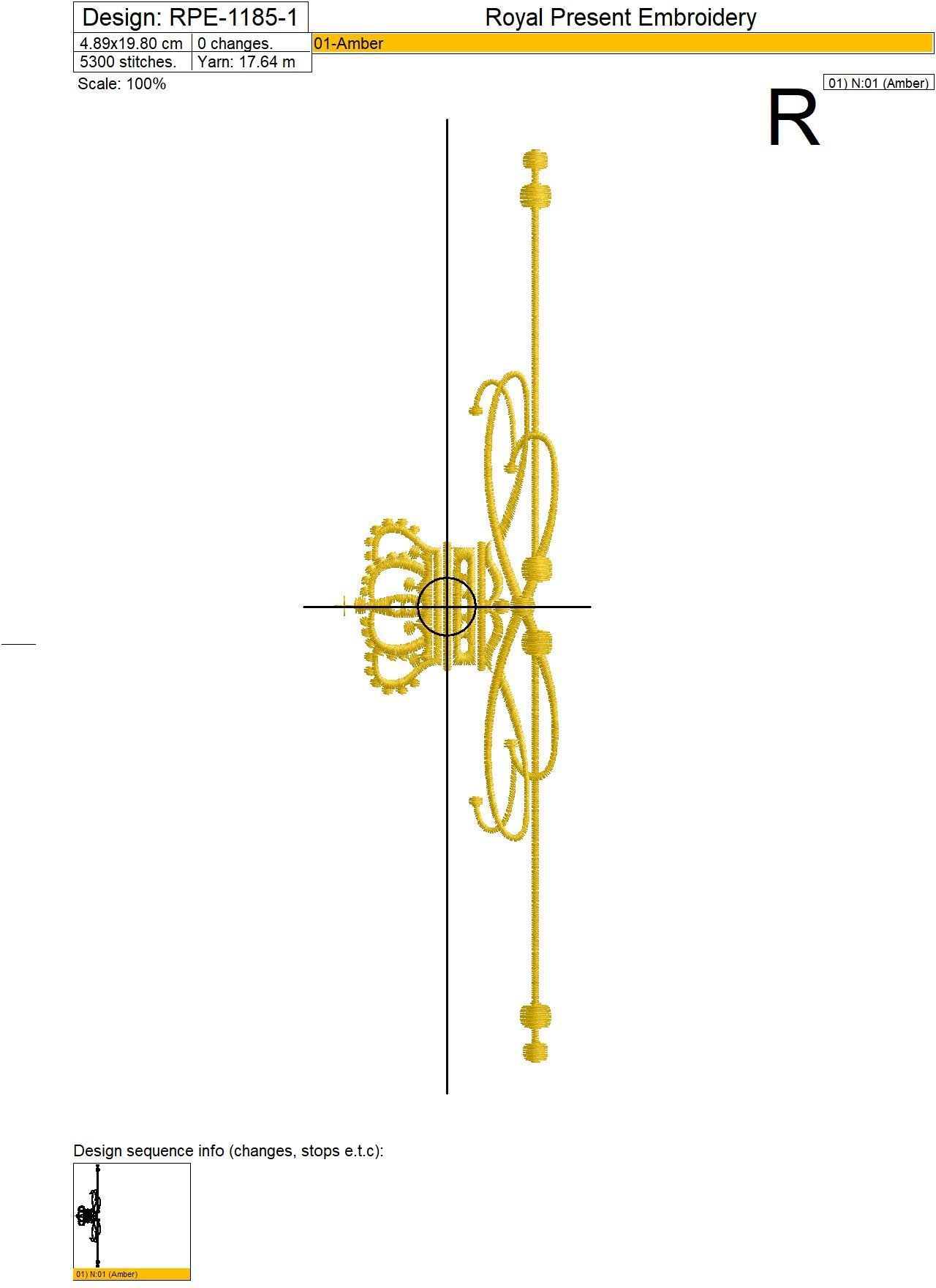 Machine Embroidery Designs Classic ornament with crown - 4 sizes