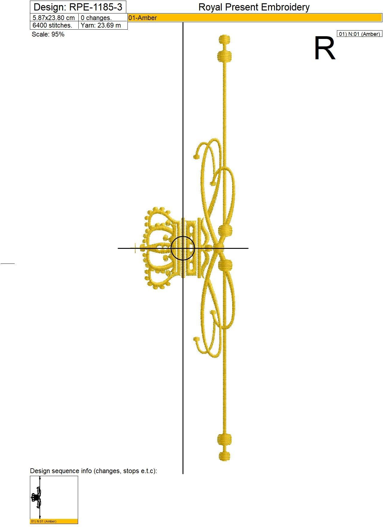 Machine Embroidery Designs Classic ornament with crown - 4 sizes