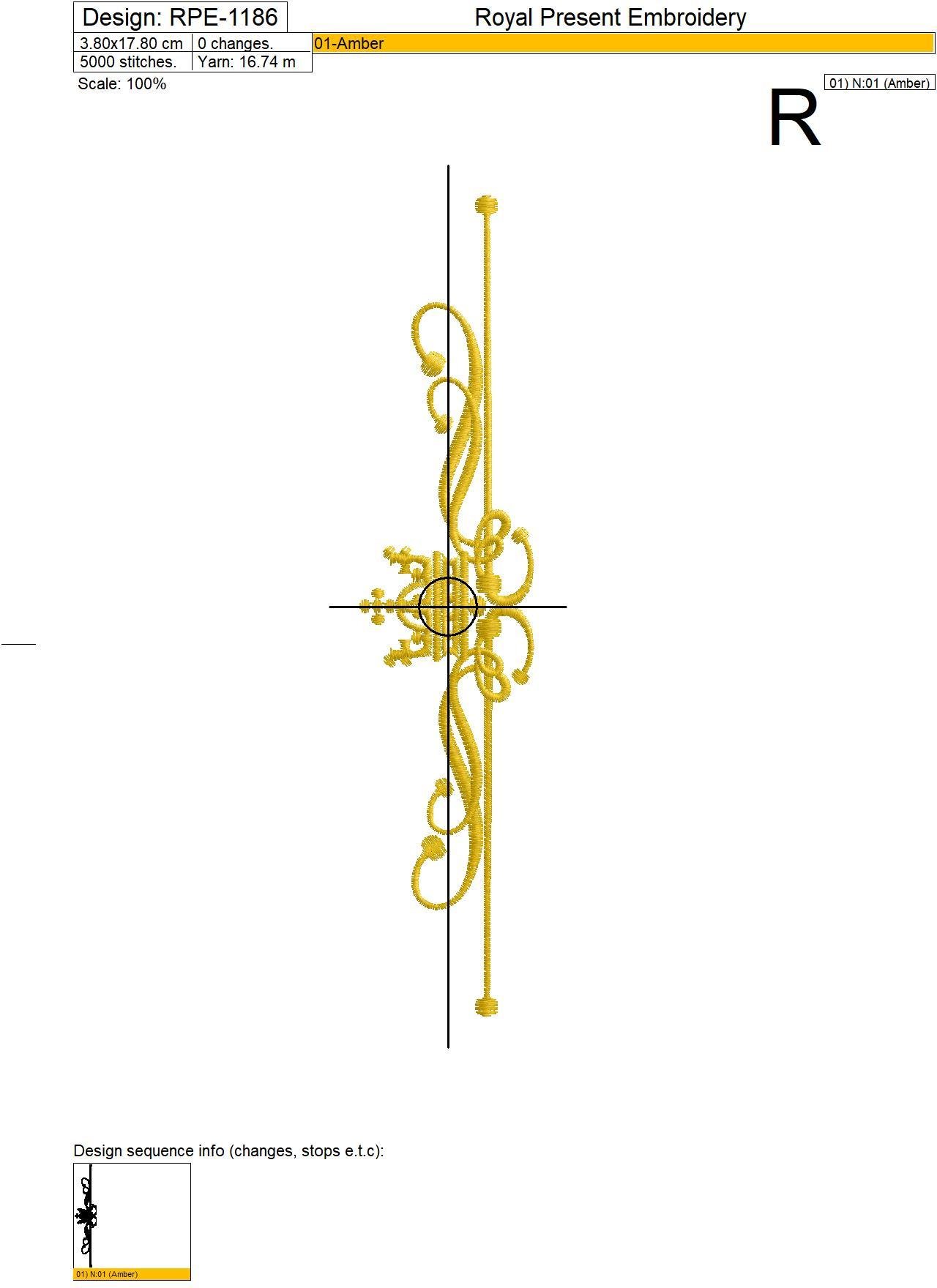 Machine Embroidery Designs Classic ornament with crown - 4 sizes
