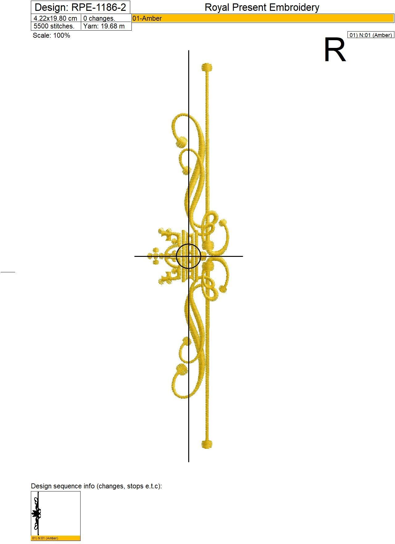 Machine Embroidery Designs Classic ornament with crown - 4 sizes