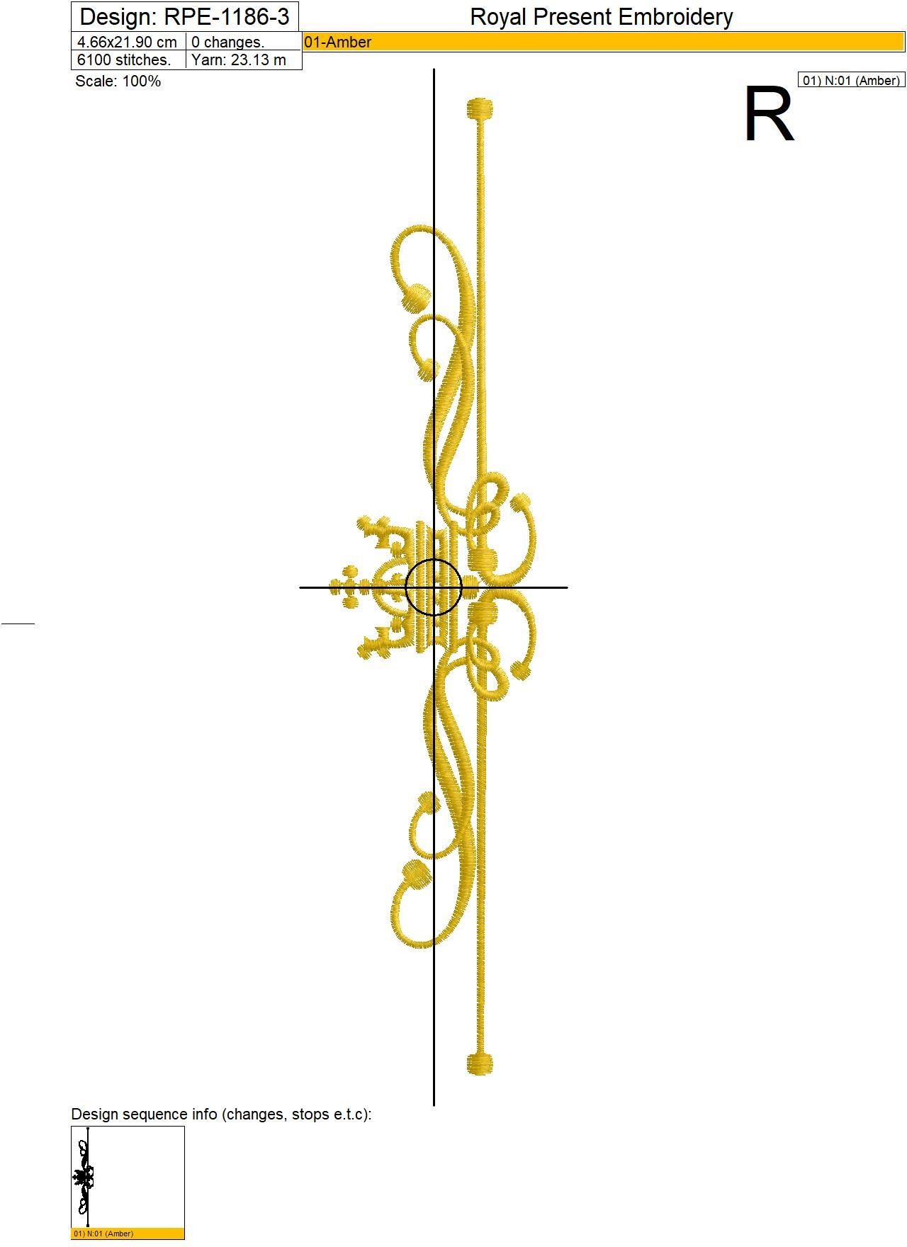 Machine Embroidery Designs Classic ornament with crown - 4 sizes