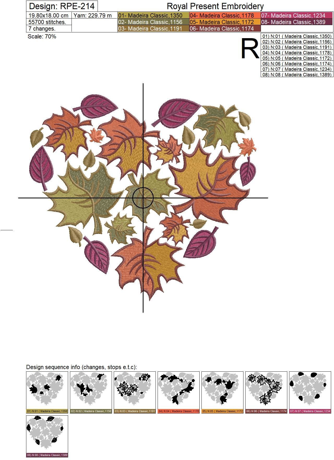 Machine Embroidery Design Autumn heart - 4 sizes